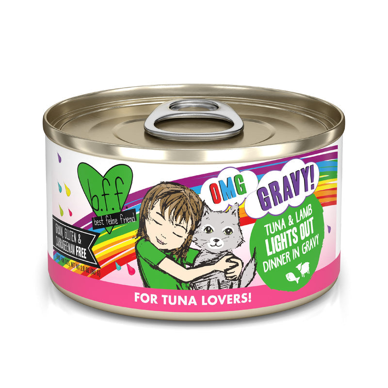 Weruva OMG Lights Out Tuna & Lamb Dinner in Gravy Wet Cat Food, 2.8 oz.