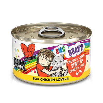 B.F.F. OMG Stir it Up Chicken & Salmon Dinner in Gravy Wet Cat Food, 5.5 oz.