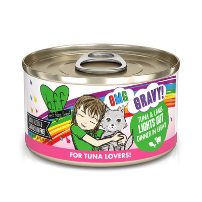 Weruva OMG Lights Out Tuna & Lamb Dinner in Gravy Wet Cat Food, 5.5 oz.