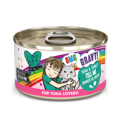 Weruva OMG Tell Me Tuna & Turkey Dinner in Gravy Wet Cat Food, 5.5 oz.