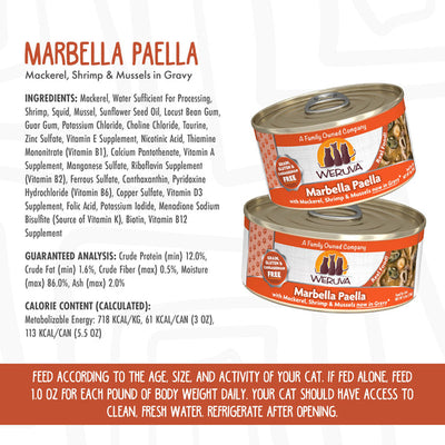 Weruva Classics Marbella Paella with Mackerel, Shrimp & Mussels in Gravy Wet Cat Food, 3 oz.