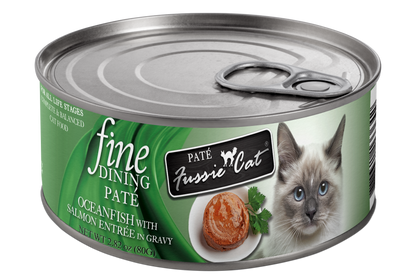 Fussie Cat: Fine Dining, Oceanfish w/ Salmon In Gravy, 2.82 oz. Case