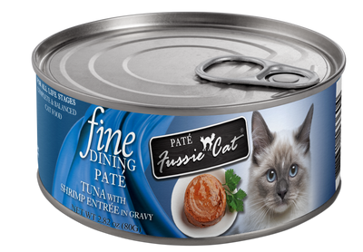 Fussie Cat: Fine Dining, Tuna w/ Shrimp In Gravy, 2.82 oz. Case