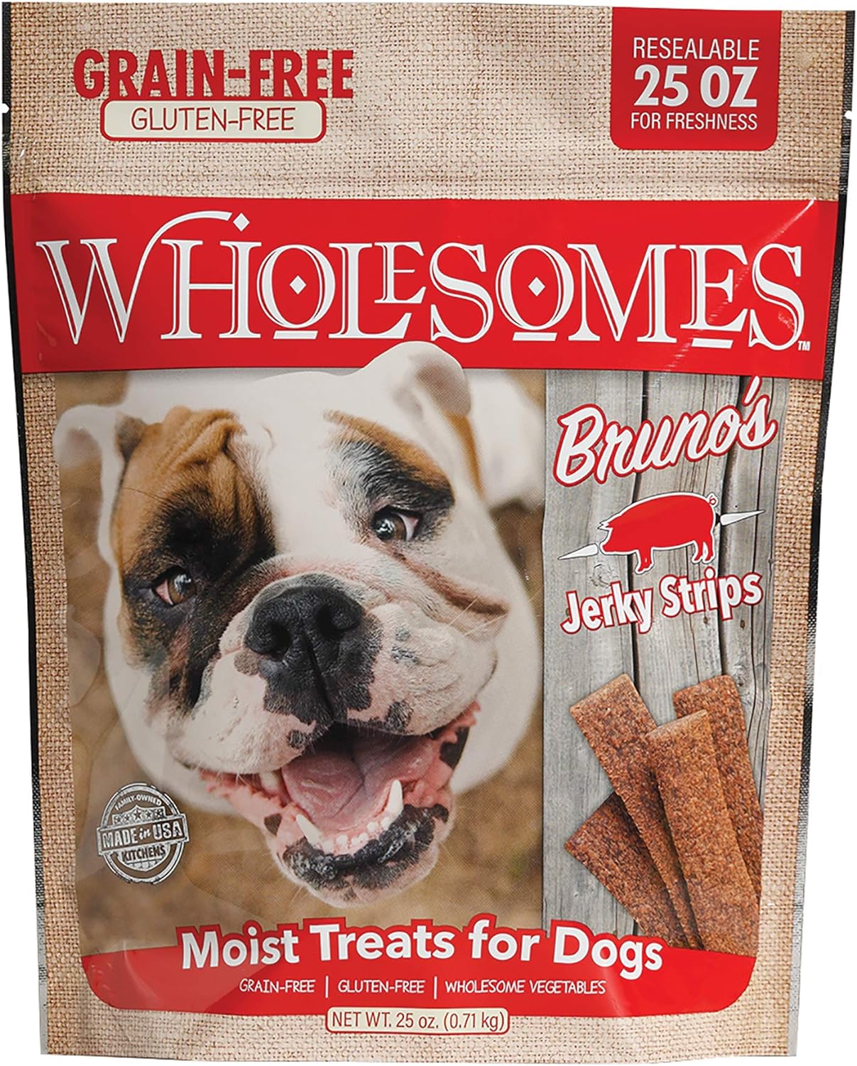 Wholesomes Bruno's Jerky Strips Grain Free Dog Treats, 25 oz